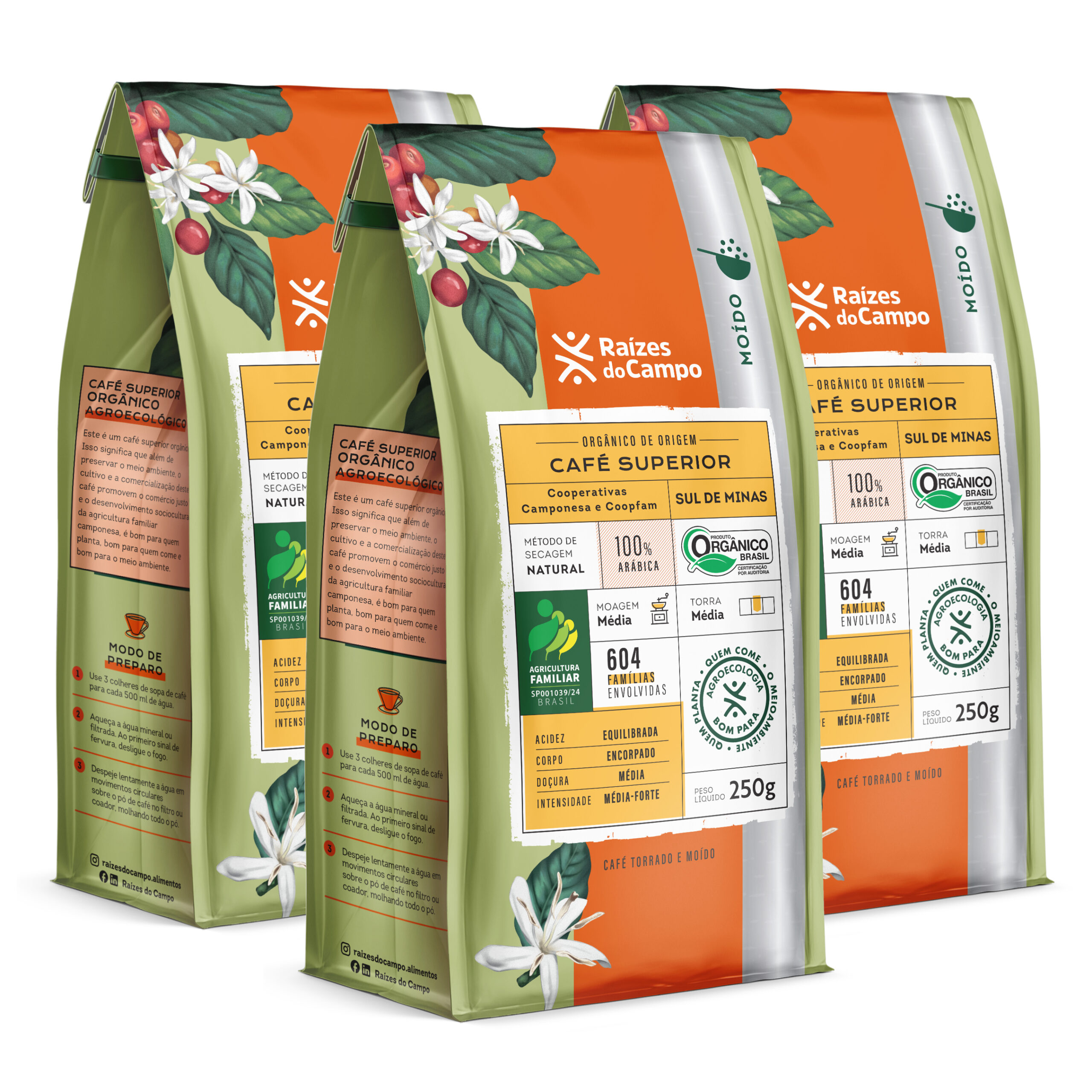 Kit 12 unidades de Café Superior Orgânico Torrado e Moído 250g