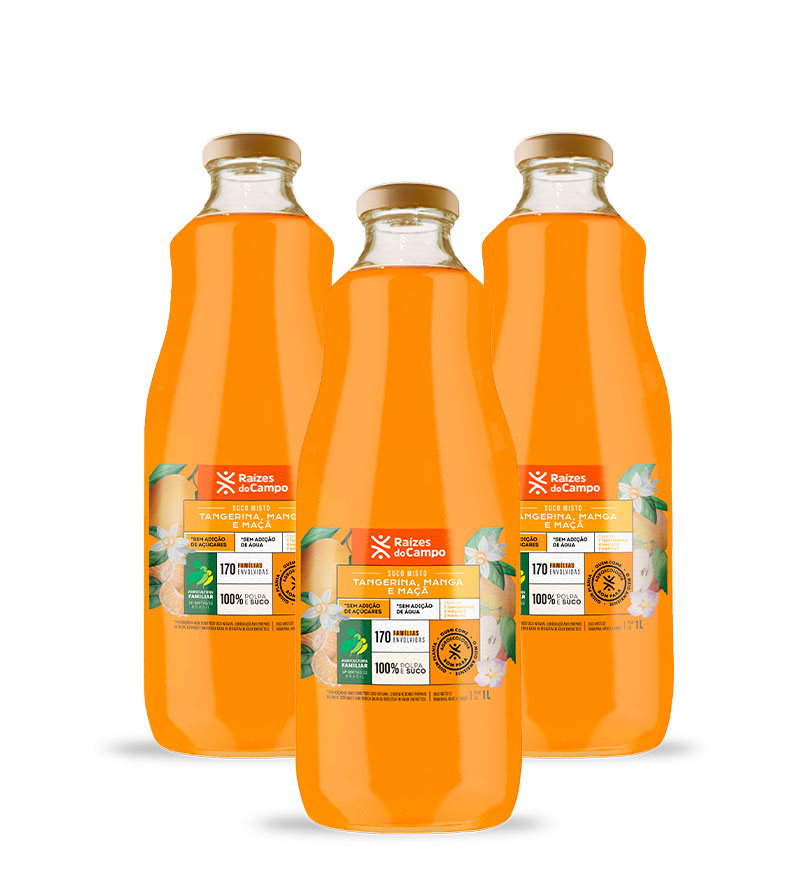 Kit 3 Unidades de Suco Misto Integral 3x1 Litro (Manga, Tangerina e Maçã)