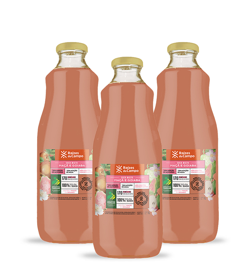 Kit 6 unidades de Suco de Goiaba e Maçã Integral 6x1 Litro