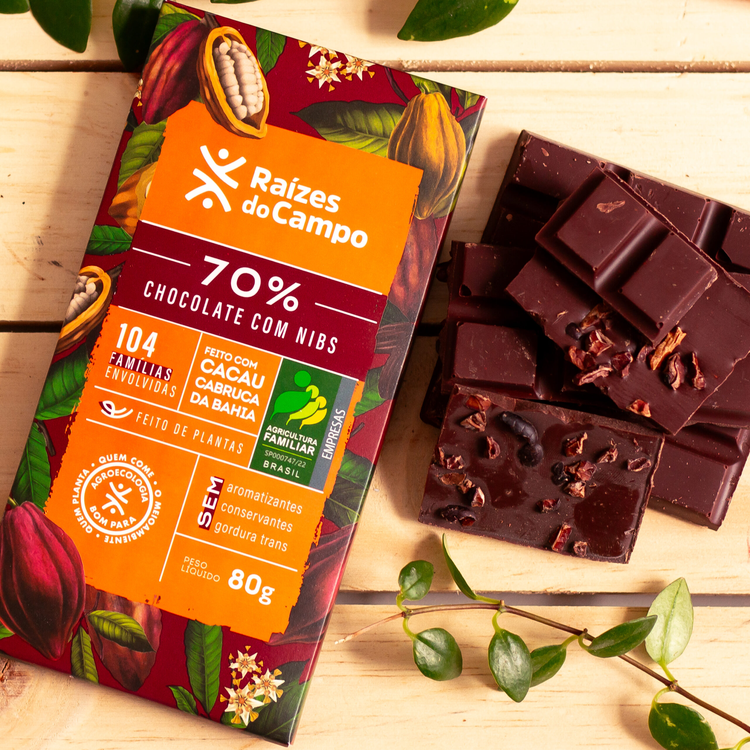 Kit 3 Chocolates: 35%, 50% e 70% Cacau com Nibs 80g - Imagem 3